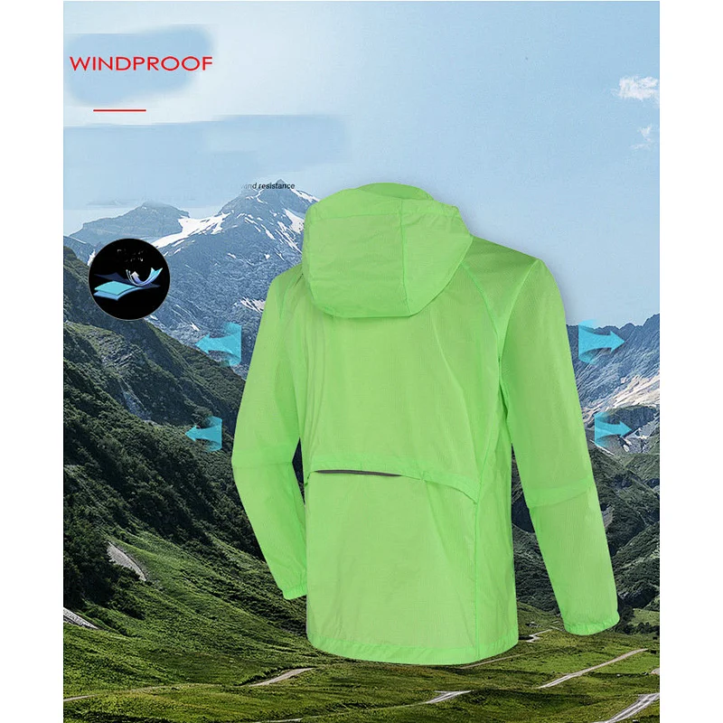 factory custom men Lightweight Hooded Waterproof Cycling Jacket Rainproof Outdoor Running Hiking Bike Windbreaker Jacket