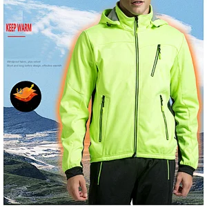 Factory Wholesale Winter Windpoof Mens Cycling Jacket Warm Thermal Waterproof Cycling Jacket Custom Hooded Fleece Bike Jacket