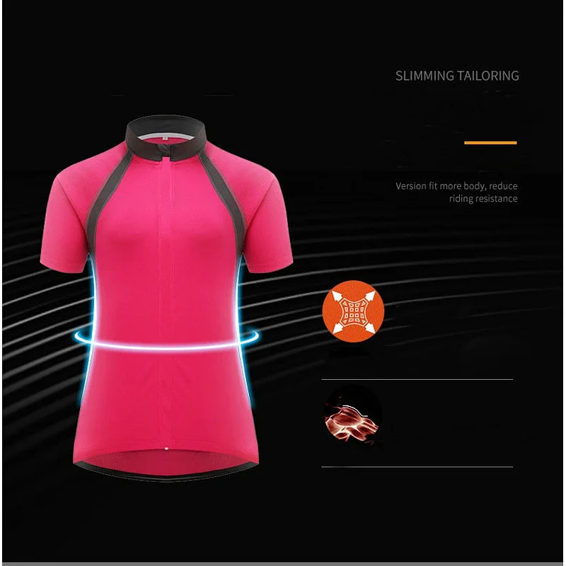 Factory Moisture Wicking Quick Dry Women Short Sleeves Cycling Jersey Bike Jersey Logo Customize Girls Cycling Shirt Bike Shirt