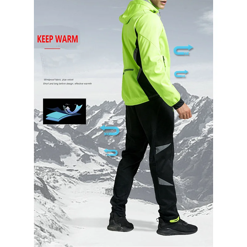 Factory Wholesale Winter Windpoof Mens Cycling Jacket Suit Warm Thermal Waterproof Cycling Wear Suit Customize Bike Jacket suit