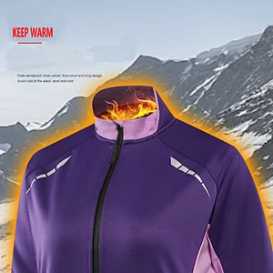 Factory Customize autumn winter fleece warm women cycling jersey waterproof warm bike jacket windproof women cycling jacket