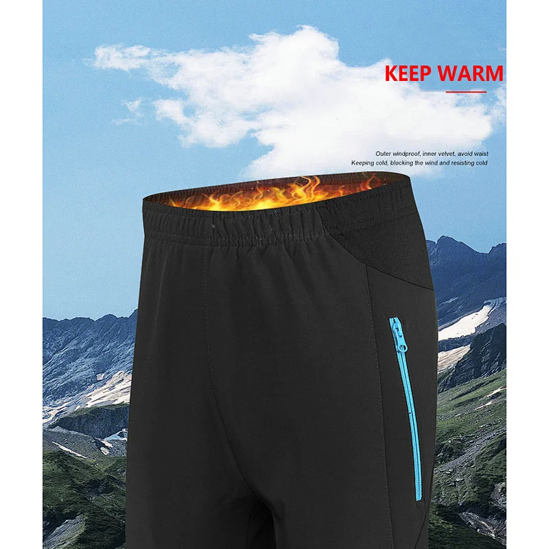 Factory Men's Thermal Windproof Cycling Pants Fleece Lined Outdoor Warm Bike Pants Winter Cold Weather Warm Casual Pants