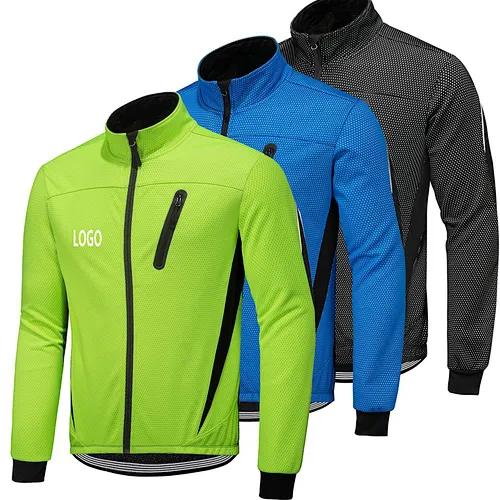 Factory Custom Winter Thermal Fleece Cycling Jacket Men Windproof Warm Cycle Wear Breathable Waterproof Bike Jacket Windbreaker