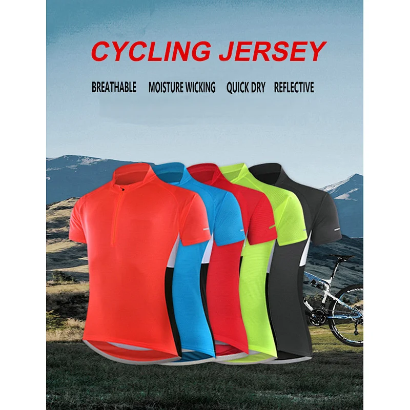 Factory wholesale men cycling jersey with short sleeves moisture wicking breathable quick dry cycling T shirt Custom Bike Shirt Cycling Jersey