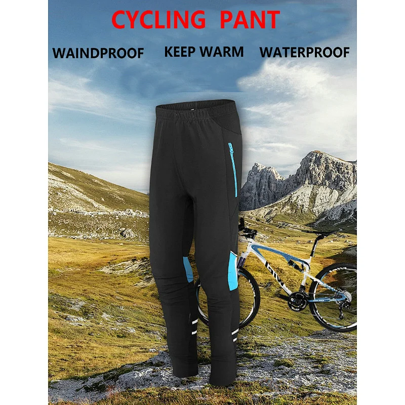 Factory Men's Thermal Windproof Cycling Pants Fleece Lined Outdoor Warm Bike Pants Winter Cold Weather Warm Casual Pants