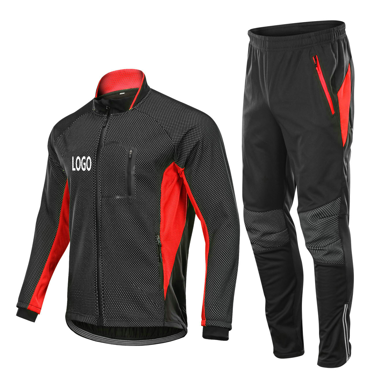 Factory Customize Winter Windpoof Men Cycling Jacket suit Fleece Warm Thermal Bike Jacket with pant Winter Cycling Wear