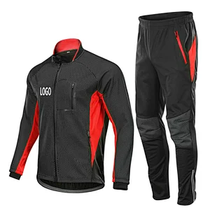 Factory Customize Winter Windpoof Men Cycling Jacket suit Fleece Warm Thermal Bike Jacket with pant Winter Cycling Wear