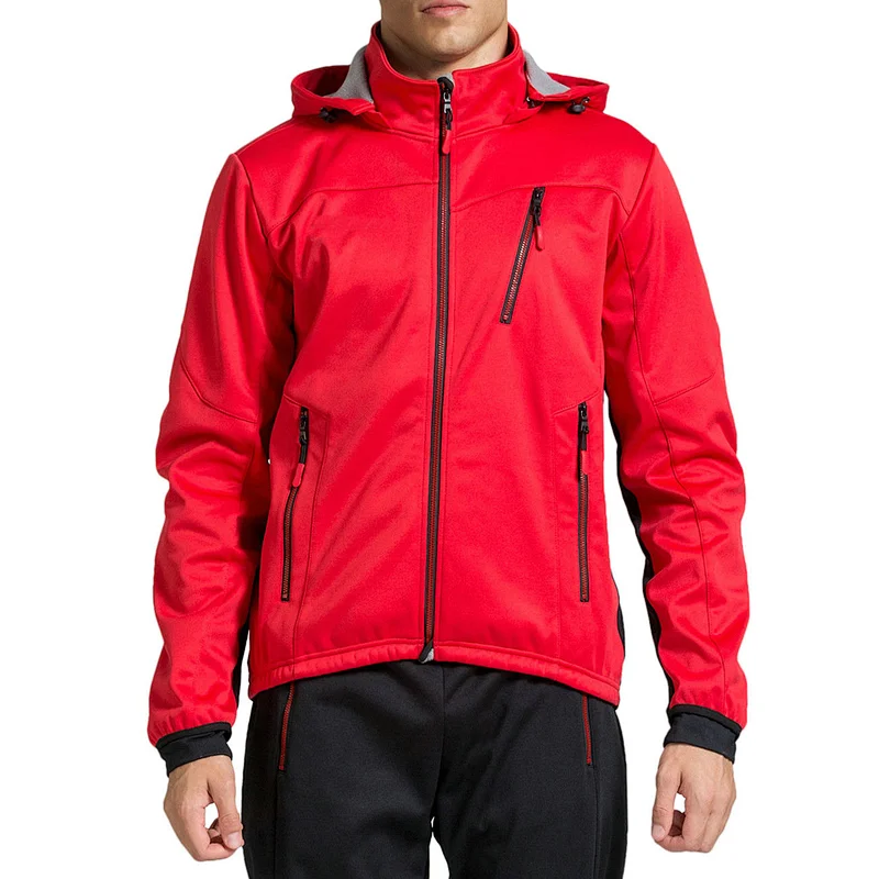 Factory Wholesale Winter Windpoof Mens Cycling Jacket Warm Thermal Waterproof Cycling Jacket Custom Hooded Fleece Bike Jacket