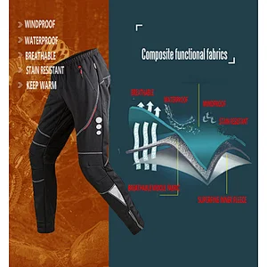 Wholesale Winter Fleece Warm Mens Outdoor Mountain Bike Pants Windproof warm Cycling Pants Waterproof Breathable Thermal MTB Cycling Pants