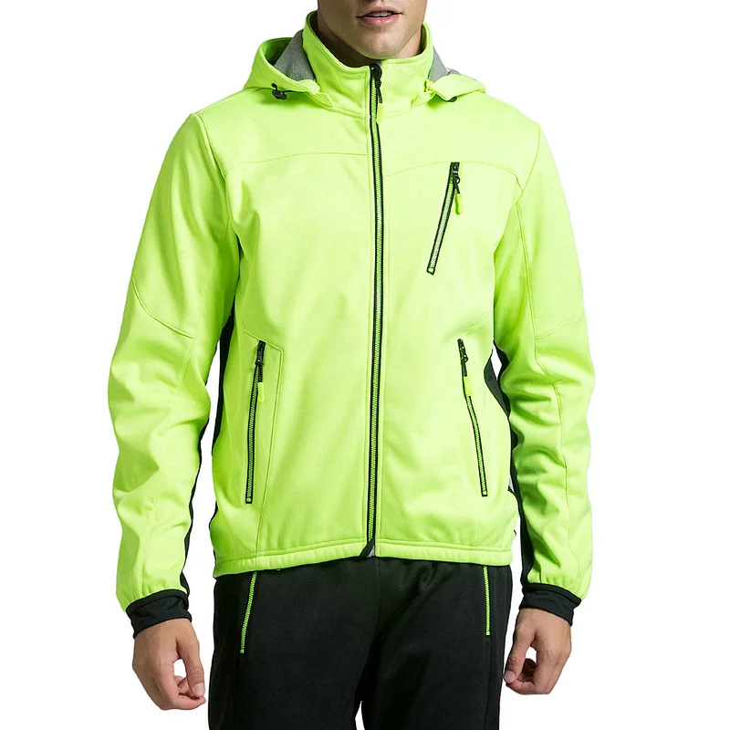 Factory Wholesale Winter Windpoof Mens Cycling Jacket Warm Thermal Waterproof Cycling Jacket Custom Hooded Fleece Bike Jacket