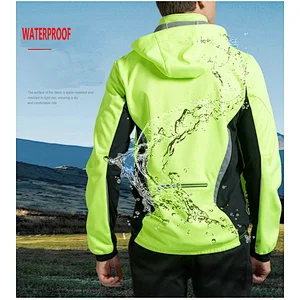 Factory Wholesale Winter Windpoof Mens Cycling Jacket Warm Thermal Waterproof Cycling Jacket Custom Hooded Fleece Bike Jacket