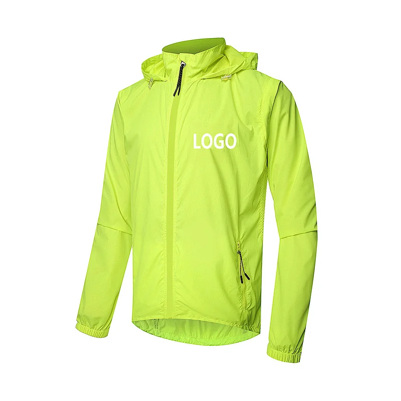 custom men sun uv protection UPF 50+ waterproof cycling jacket removable sleeves rainproof bike jacket outdoor windproof jacket windbreaker
