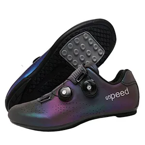 Factory Wholesale Reflective Gradient Road Bike Lockless Shoes Men Women unlocked Cycling Shoes unlocked bike shoes