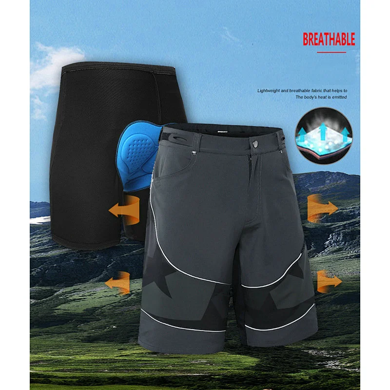 Factory wholesale padded men's mountain bike shorts quick dry cycling shorts plus size outdoor customize MTB shorts gel padded