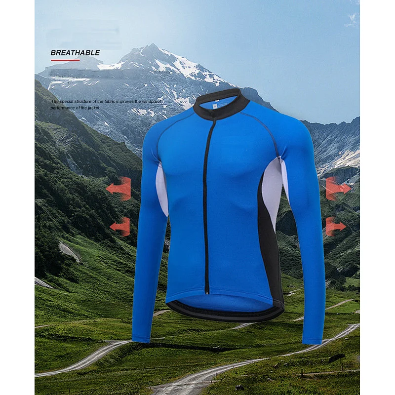 Factory Wholesale Men's Long Sleeve Cycling Jersey Customize Bike Jersey Moisture Wicking Quick Dry Bike Shirt Cycling Shirt