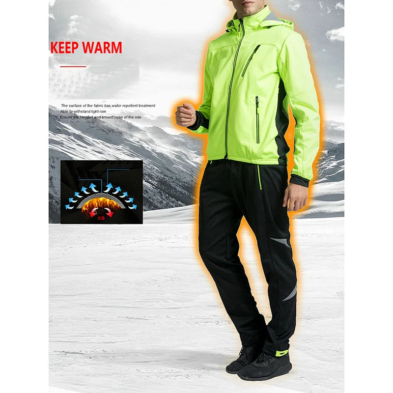Factory Wholesale Winter Windpoof Mens Cycling Jacket Suit Warm Thermal Waterproof Cycling Wear Suit Customize Bike Jacket suit