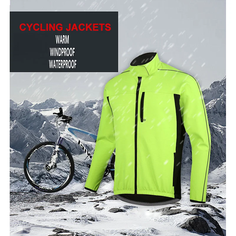 Factory waterproof winter men's cycling jersey fleece warm cold weather windproof cycling jacket customize winter bike jacket