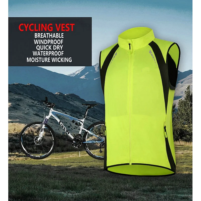 Wholesale Custom Men sleeveless waterproof Running Cycling Vest Reflective Windproof Safety Bike Vest cycling waistcoat