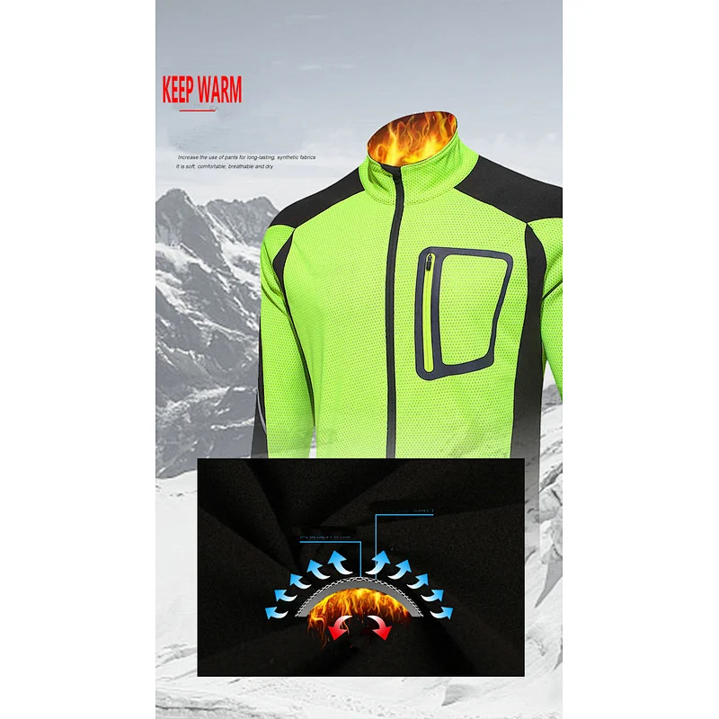 Factory Customize Winter Thermal Windpoof Men Cycling Jacket set Fleece Warm Thermal Bike Jacket with pant Bike jacket pant suit Winter cycling wear