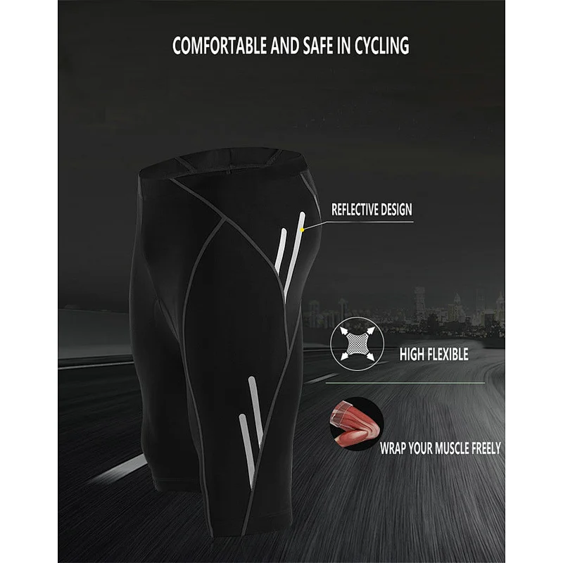 Factory Breathable Quick Dry Moisture wicking Mens reflective Padded Cycling Shorts zipper pocket Padded Mountain Bike Shorts