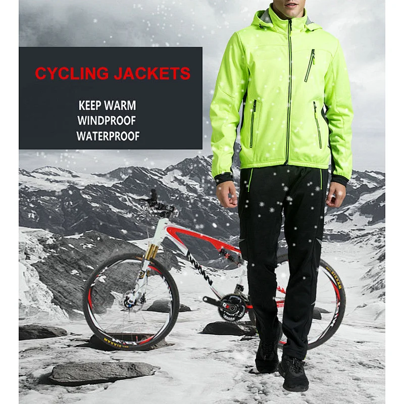 Factory Wholesale Winter Windpoof Mens Cycling Jacket Suit Warm Thermal Waterproof Cycling Wear Suit Customize Bike Jacket suit