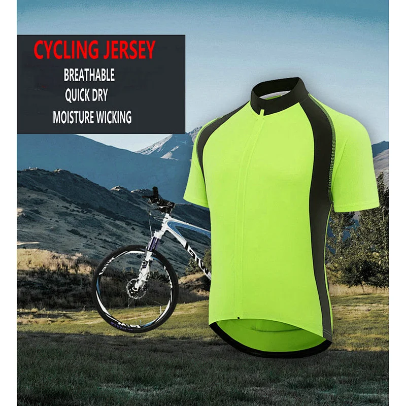 Wholesale Men's Short Sleeve Cycling Jersey Quick Dry Breathable Biking Shirt with Rear Pocket Customize Bike Jersey Bike Shirt