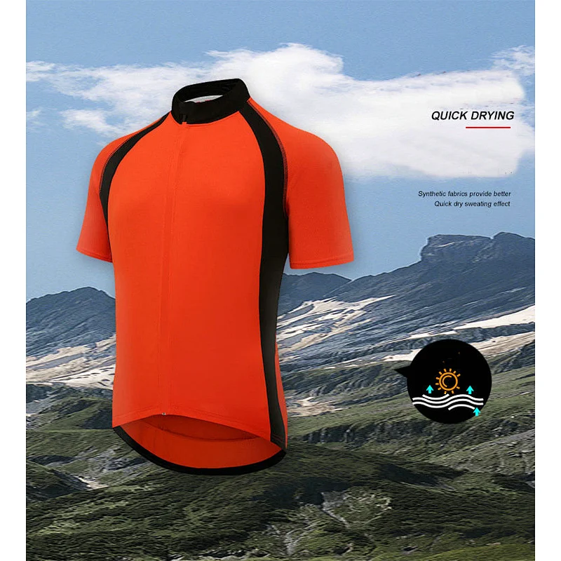 Wholesale Men's Short Sleeve Cycling Jersey Quick Dry Breathable Biking Shirt with Rear Pocket Customize Bike Jersey Bike Shirt