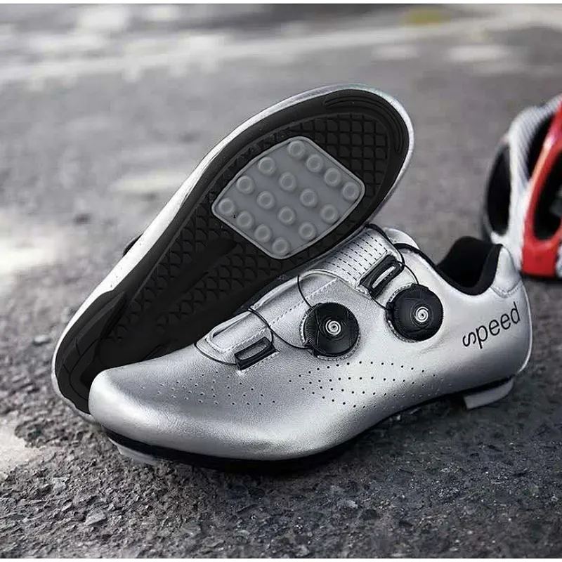 Factory Wholesale Reflective Gradient Road Bike Lockless Shoes Men Women unlocked Cycling Shoes unlocked bike shoes