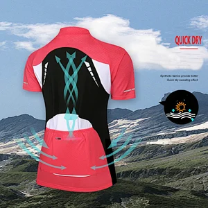 Factory Summer Moisture Wicking Quick Dry Women Cycling Jersey Custom Cycling Shirt Short Sleeves Girls Bike Shirt with Rear Pocket