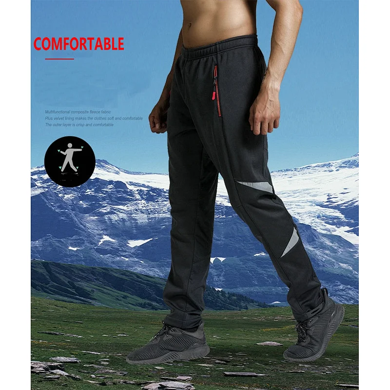 Factory Wholesale Customize Men's Cycling Pants Fleece Thermal Windproof Winter Outdoor Pants for Biking Running Hiking Winter Bike Pants