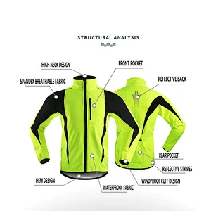 Factory Custom OEM Winter Windpoof Cycling Jacket Inner Fleece Warm UP Thermal Softshell Bike Jacket Waterproof OEM Bike Jacket