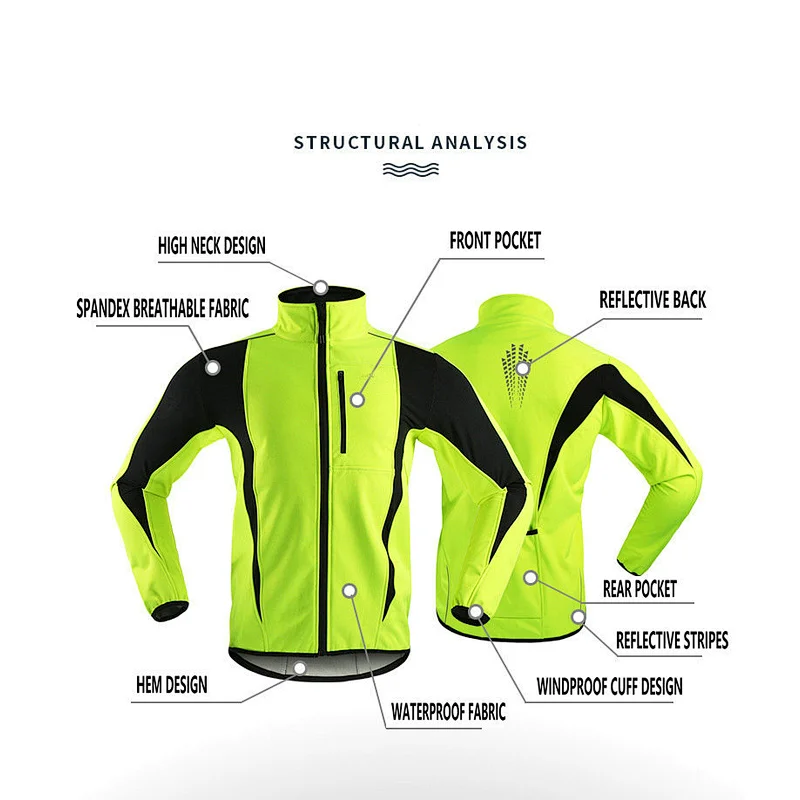 Factory Custom OEM Winter Windpoof Cycling Jacket Inner Fleece Warm UP Thermal Softshell Bike Jacket Waterproof OEM Bike Jacket