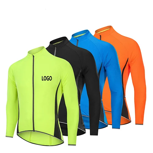 Factory Wholesale Men's Long Sleeve Cycling Jersey Customize Bike Jersey Moisture Wicking Quick Dry Bike Shirt Customize Cycling Shirt