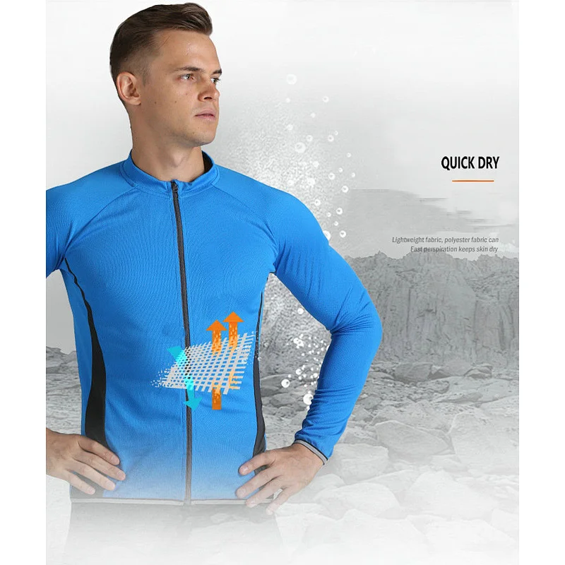 Factory Wholesale Men's Long Sleeve Cycling Jersey Customize Bike Jersey Moisture Wicking Quick Dry Bike Shirt Customize Cycling Shirt
