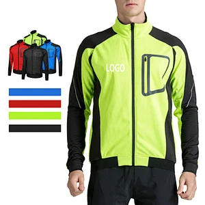 Factory wholesale OEM winter fleece warm men's cycling jacket OEM bike jacket customize windproof MTB mountain bike jacket
