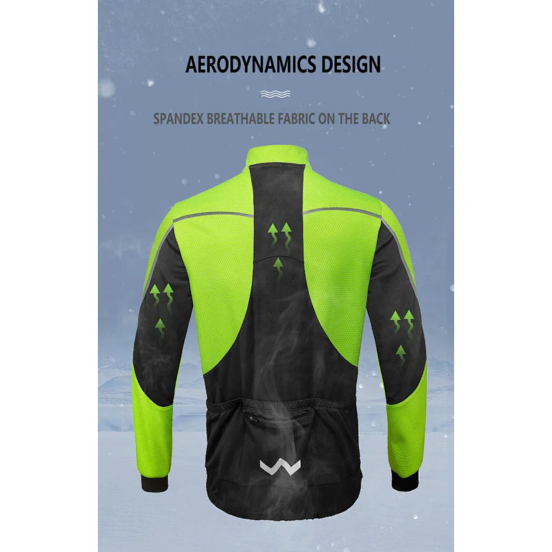 Factory Custom Winter Thermal Fleece Cycling Jacket Men Windproof Warm Cycle Wear Breathable Waterproof Bike Jacket Windbreaker