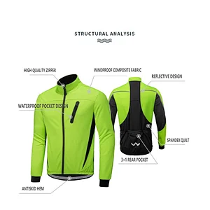 Factory Custom Winter Thermal Fleece Cycling Jacket Men Windproof Warm Cycle Wear Breathable Waterproof Bike Jacket Windbreaker