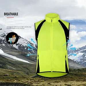 Wholesale Custom Men sleeveless waterproof Running Cycling Vest Reflective Windproof Safety Bike Vest cycling waistcoat