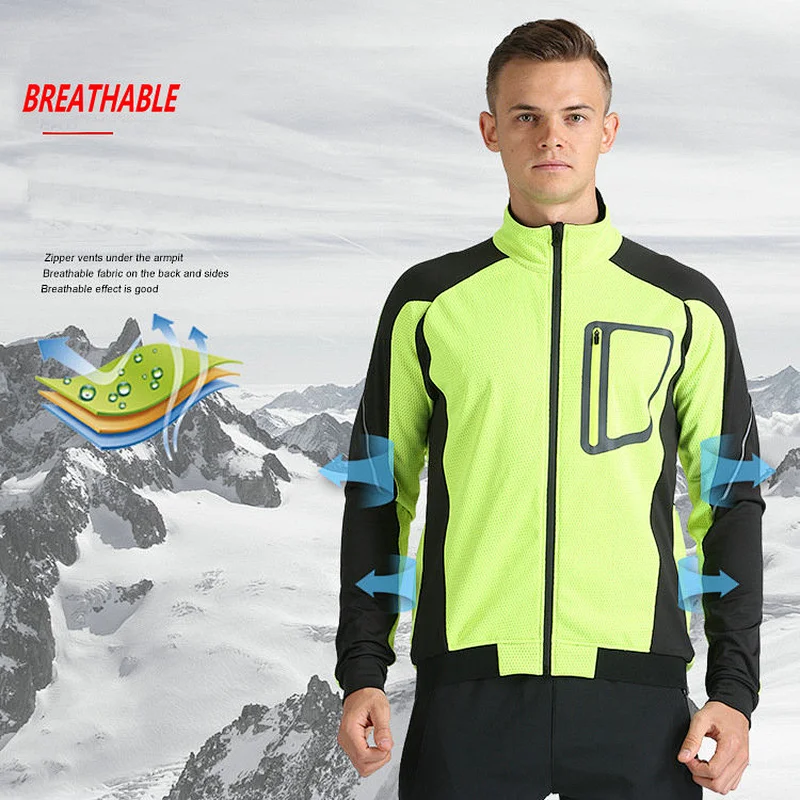 Factory wholesale OEM winter fleece warm men's cycling jacket OEM bike jacket customize windproof MTB mountain bike jacket