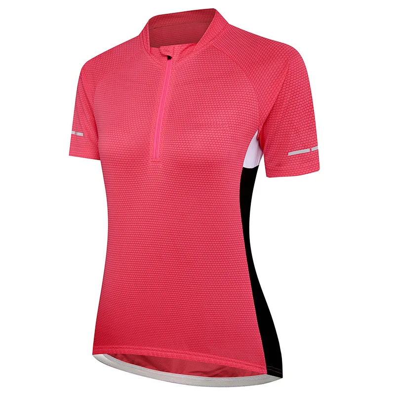 Factory Summer Moisture Wicking Quick Dry Women Cycling Jersey Custom Cycling Shirt Short Sleeves Girls Bike Shirt with Rear Pocket