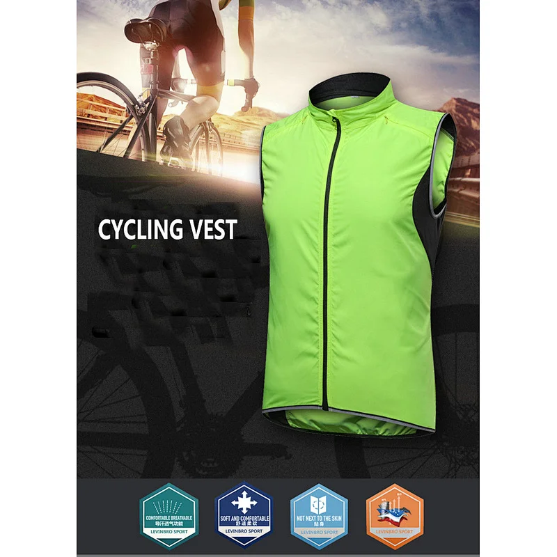 Wholesale Custom Men Lightweight Cycling Vest Windproof Waterproof Sleeveless Cycling Vest Hiking Running Golf Bike Vest