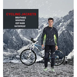 Factory Customize Winter Windpoof Men Cycling Jacket suit Fleece Warm Thermal Bike Jacket with pant Winter Cycling Wear