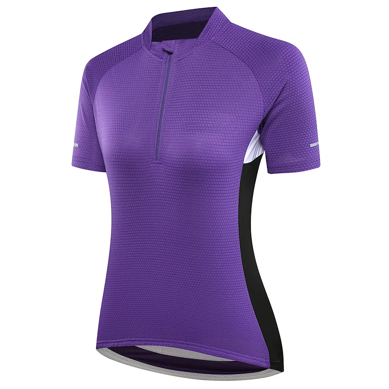 Factory Summer Moisture Wicking Quick Dry Women Cycling Jersey Custom Cycling Shirt Short Sleeves Girls Bike Shirt with Rear Pocket
