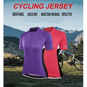 Factory Summer Moisture Wicking Quick Dry Women Cycling Jersey Custom Cycling Shirt Short Sleeves Girls Bike Shirt with Rear Pocket