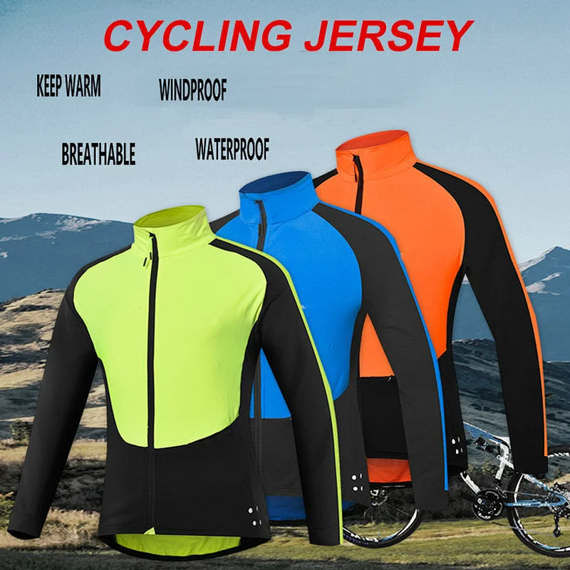 factory custom winter autumn fleece warm cycling jersey waterproof men bike jacket outdoor windproof cycling jacket customize cycling jersey