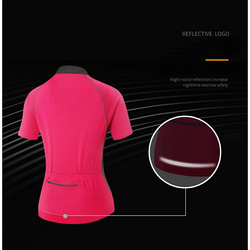 Factory Moisture Wicking Quick Dry Women Short Sleeves Cycling Jersey Bike Jersey Logo Customize Girls Cycling Shirt Bike Shirt