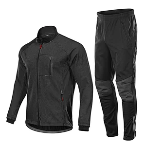 Factory Customize Winter Windpoof Men Cycling Jacket suit Fleece Warm Thermal Bike Jacket with pant Winter Cycling Wear