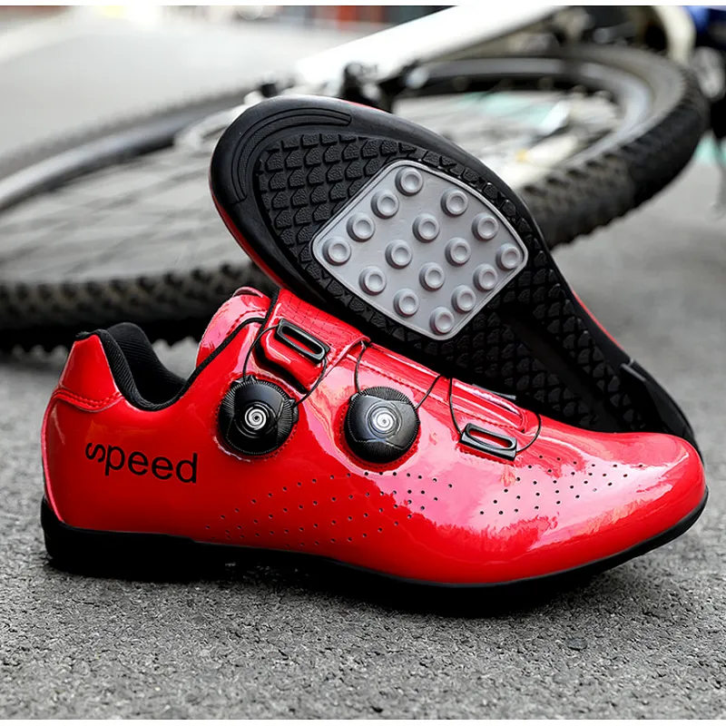 Factory Wholesale Reflective Gradient Road Bike Lockless Shoes Men Women unlocked Cycling Shoes unlocked bike shoes