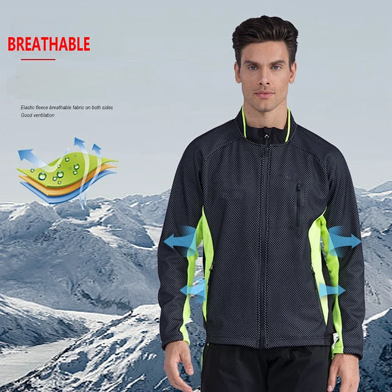 Factory Custom Winter Windpoof Men Cycling Jacket with Inner Fleece Warm Thermal Custom Bike Jacket Waterproof Cycling Jacket