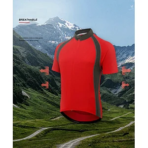Wholesale Men's Short Sleeve Cycling Jersey Quick Dry Breathable Biking Shirt with Rear Pocket Customize Bike Jersey Bike Shirt